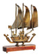 Brass Table Ship With Wooden Base 0.96kg